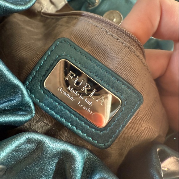 Furla Metallic Teal Leather Women Bag - Picture 5 of 5